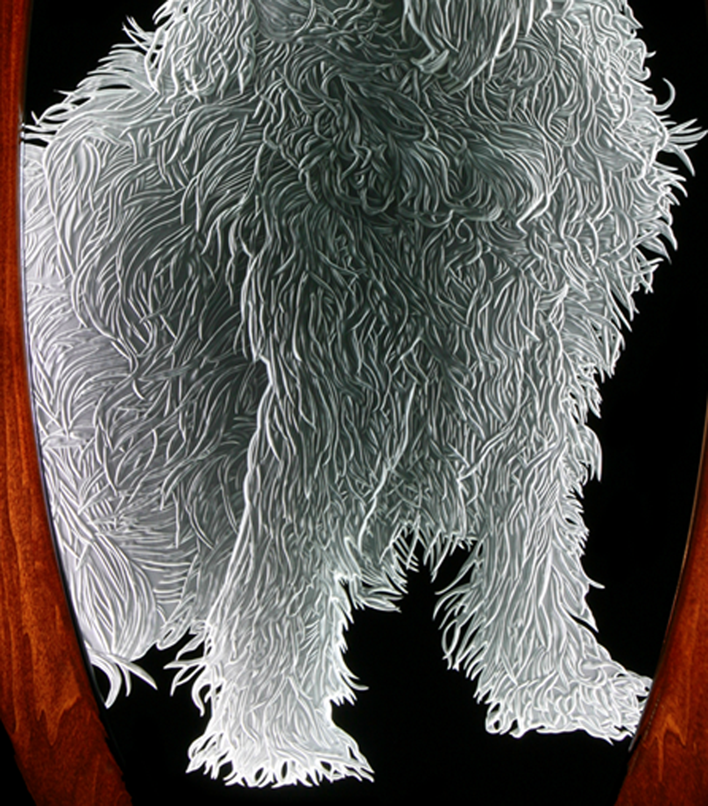 Boykin Spaniel Details Sand Carved Glass by Lex Melfi