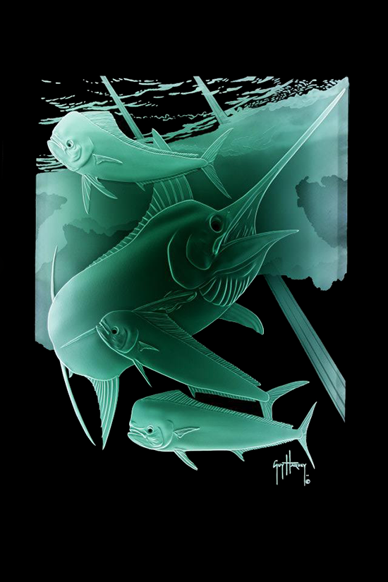 Marlin Underwater Scene ~ Sand Carved Glass Created by Lex Melfi 