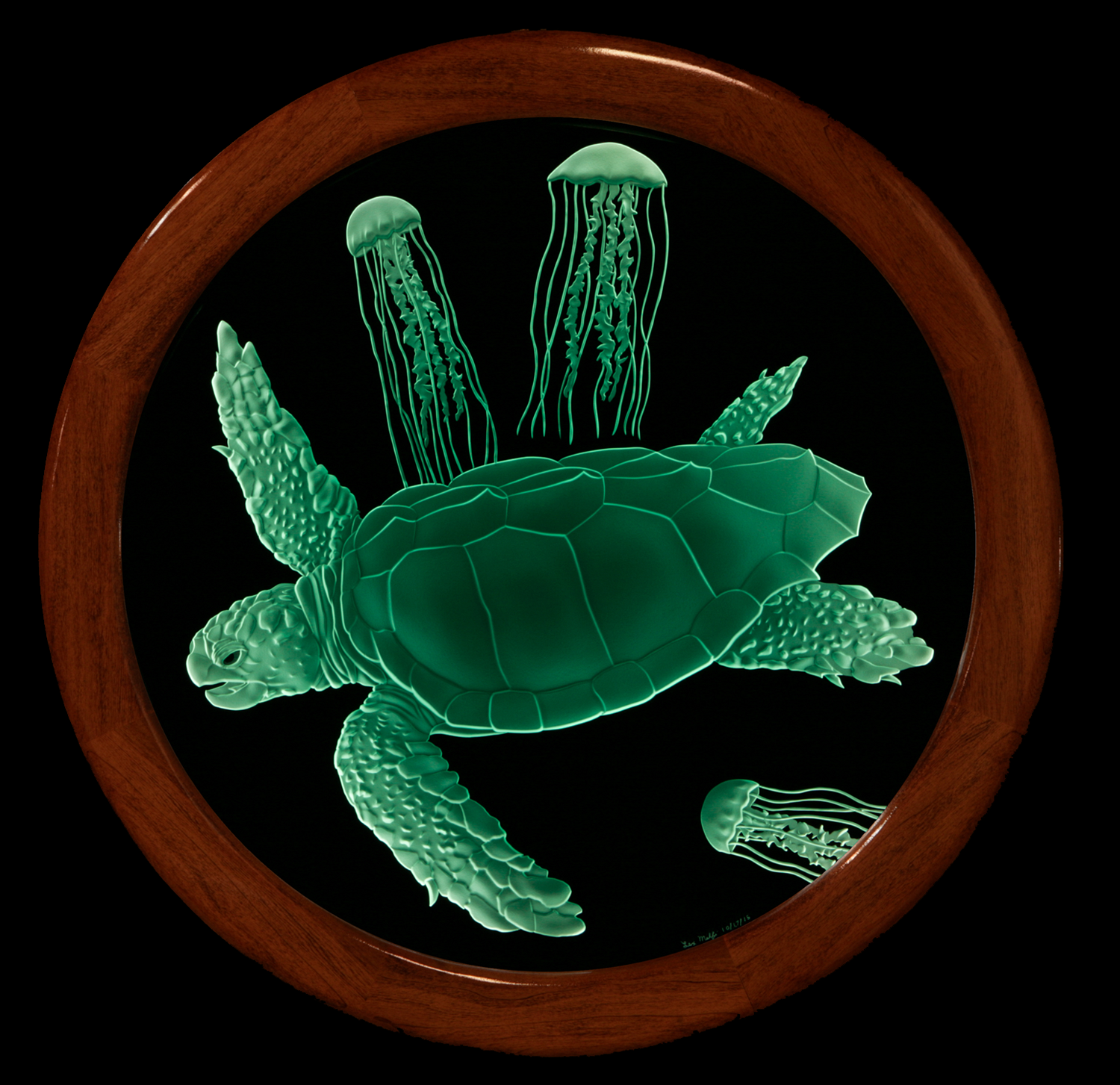 Sand Carved Glass Sea Turtle by Lex Melfi 